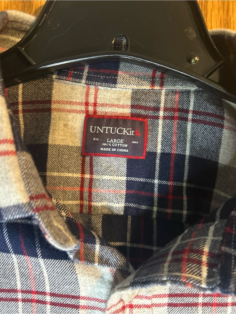 UNTUCKit Men’s Plaid Flannel Button Front Shirt Long Sleeve Blue Large - Picture 3 of 12